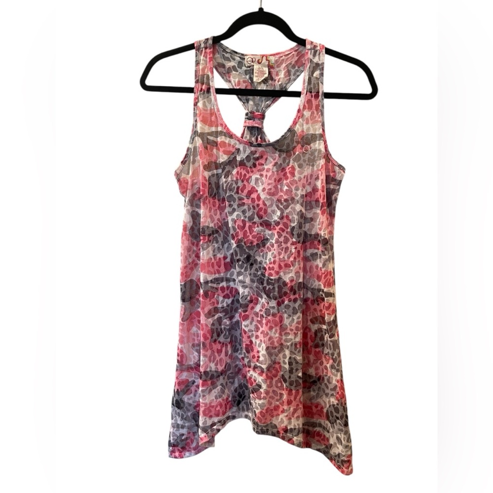 OP OCEAN PACIFIC Y2K Pink Black Sheer Beach SWIM Cover Up Dress Size: Small